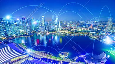 5G and WIFI connection skyline