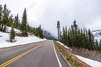 Road Running Through A Wintery Forest 