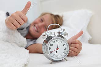 Kid with alarm clock