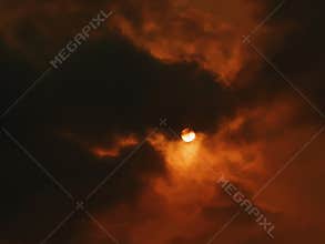 Sun, clouds, sunset, sky