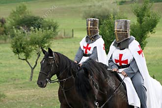 Crusading knights on horseback