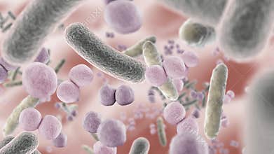 Healthy microbiome turns into unhealthy microbiome in 3D animation