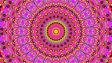 Vibrant Funky Trippy Groovy Mandala Animation,  Pink Orange and Green