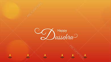 Indian festival Dussehra and Vijayadashmi greeting with golden bow and arrow with caption.