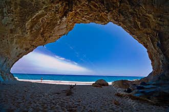 Paradise cave sea blue sky vacation