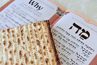 Matza with Haggadah for Jewish Holiday Passover