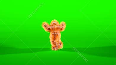 Abstract 3D monkey character dancing against green background