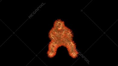 Abstract 3D monkey character dancing against black background