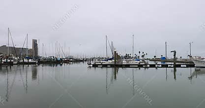 Corpus Christi harbor marina sailboats pan 4K