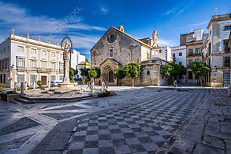 Jerez de la Frontera, Spain - Nov 15, 2019: Historical square Plaza de la Asuncion in Jerez de la Frontera, Cadiz, Spain