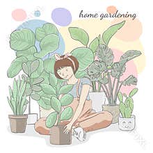 Women enjoying plants trees