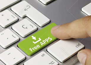 Free APPS - Inscription on Green Keyboard Key