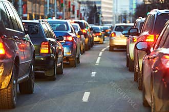Traffic jam or collapse in a city street road