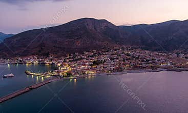 Greece in summer time , aerial view over The castle-town of Monemvasia in Lakonia, Greece
