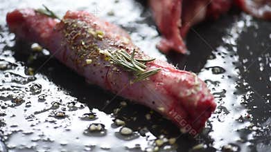 Lamb meat bbq preparation.