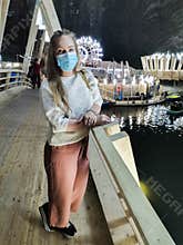 Beauty women with mask protect from coronavirus Ã®n cave