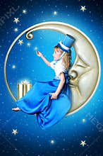 Fairy-tale girl on the moon