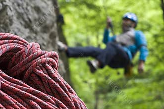 Red rope, blue descent