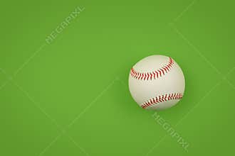 Close up one baseball ball over green