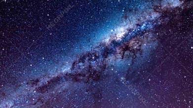 Flying Through The Stars And Blue Nebula In Space. Space Background. 4k