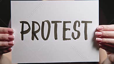 Protest sign rights equality female activist hands
