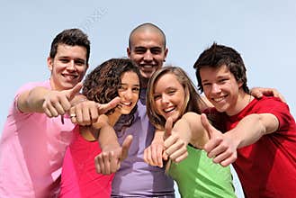 Group of diverse teens