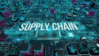 Supply Chain with digital technology concept 3D rendering