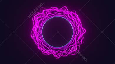 Neon glowing pulsating circles abstract background
