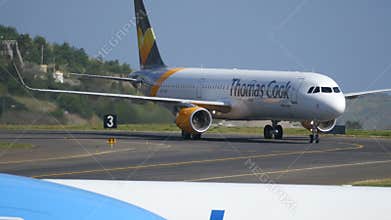 Airbus A321 of Thomas Cook Airlines Taxiing at Madeira Funchal Airport