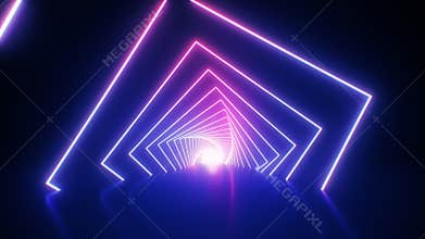 Abstract neon seamless loop. ultraviolet background with bright glowing tunnel