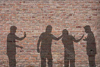 Bullying scene shadow on the wall