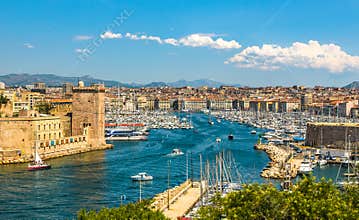 Panoramic view of Marseille and old port
