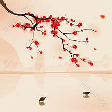 Oriental style painting, plum blossom in spring