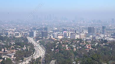 Smog Air Pollution in Hollywood and Downtown Los Angeles