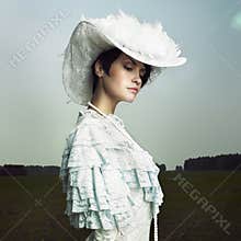 Woman in vintage dress