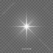 Light shine, star flash sparkles, vector sunlight lens flare effect. Magic light glow sparks, Christmas shiny rays