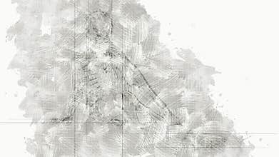Digital Animation of an artistic Sketch, based on a self-created 3D Illustration of a female Cyborg
