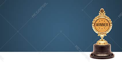 Winner Trophy award banner, Success concept on gradient background