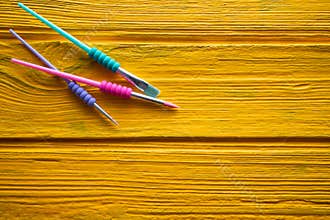 Back to school supplies colorful brushes
