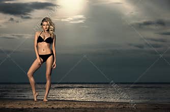 Woman in bikini on beach