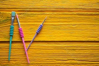 Back to school supplies colorful brushes