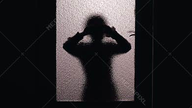 Child silhouette looking inside room, curious about strange noise, burglary