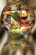 Food Ball over Abstract