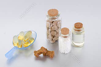 Natural supplements for animal and pets with treats like bone