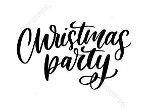 Christmas party poster template. Hand written lettering, sparkling typography slogan