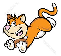 Cute cartoon cat leaping