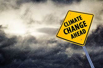 Climate Change Ahead  Road Sign