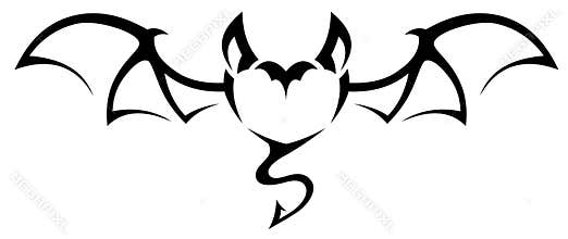 Tribal Tattoo Black and White Heart Shaped Bat