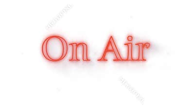 On Air red neon graphic on white