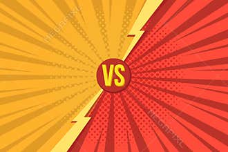 Versus VS letters fight backgrounds in pop art retro comics style with halftone
